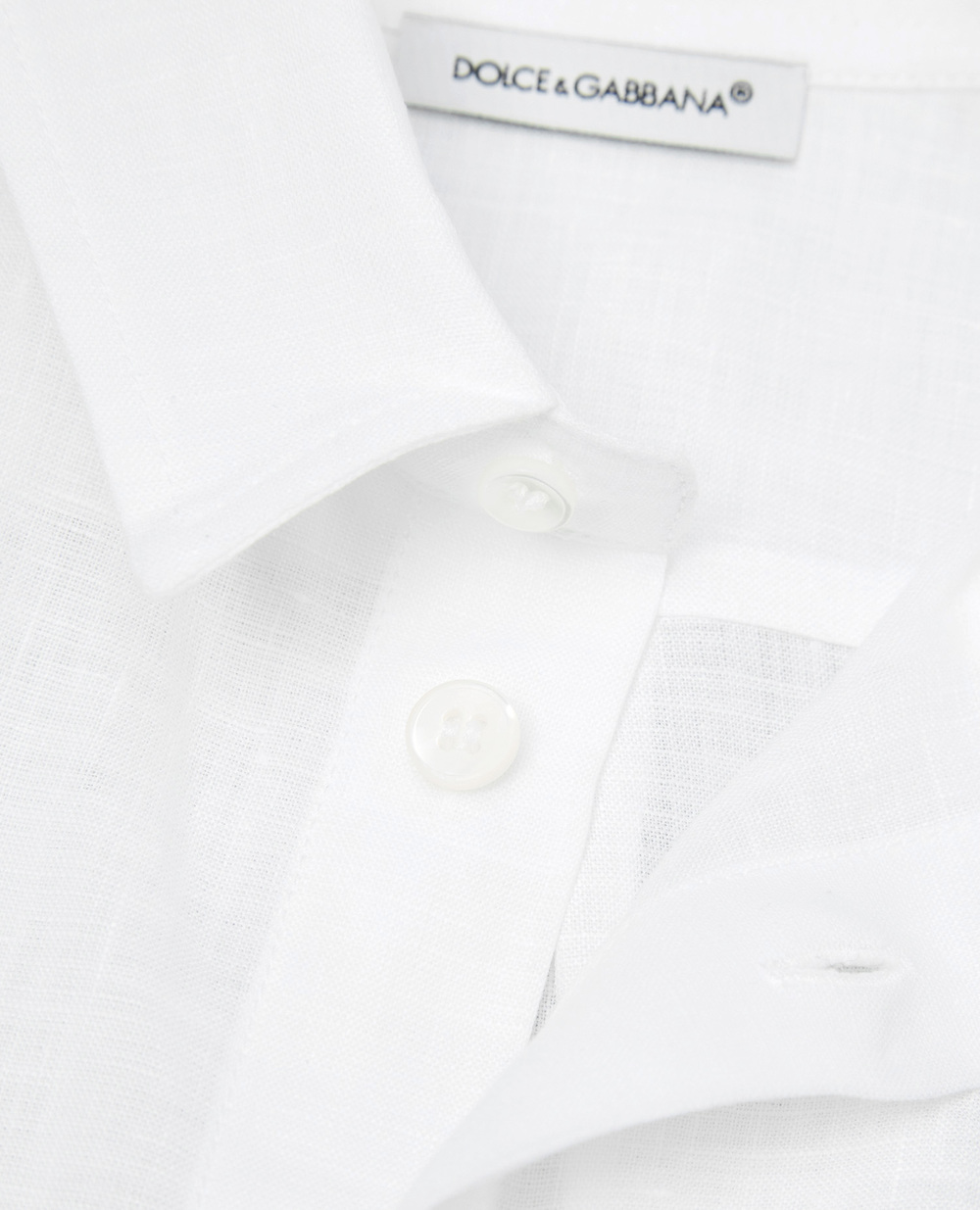 Детская льняная рубашка Dolce&Gabbana Kids L42S70-G7YEA-B, белый цвет • Купить в интернет-магазине Kameron