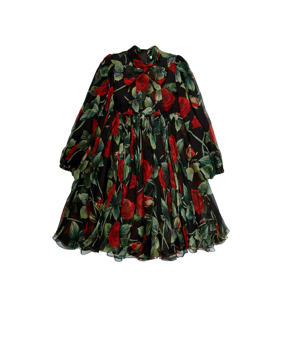 Шелковое платье Dolce&Gabbana Kids L52DX1-IS1JY-S, черный цвет • Купить в интернет-магазине Kameron