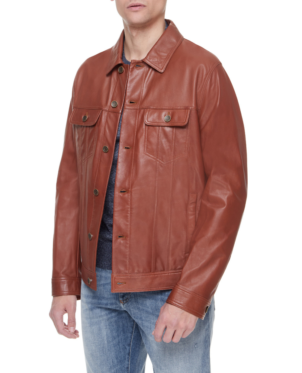 Кожаная куртка Dolce&Gabbana G9UP1L-HULLZ, коричневый цвет • Купить в интернет-магазине Kameron