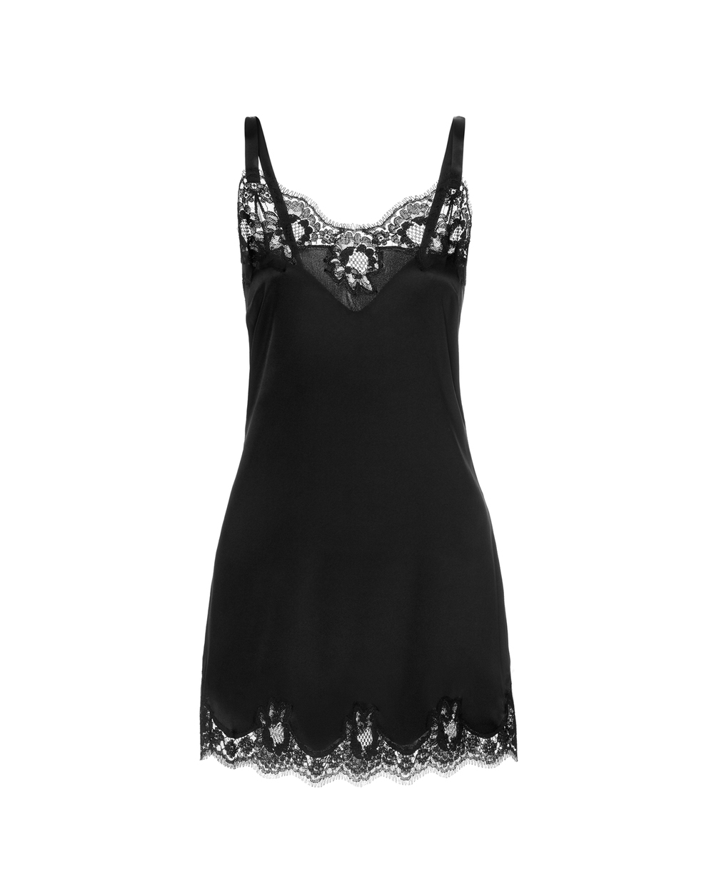 Шелковая ночная сорочка Dolce&Gabbana O6A00T-FUADGSS18, черный цвет • Купить в интернет-магазине Kameron
