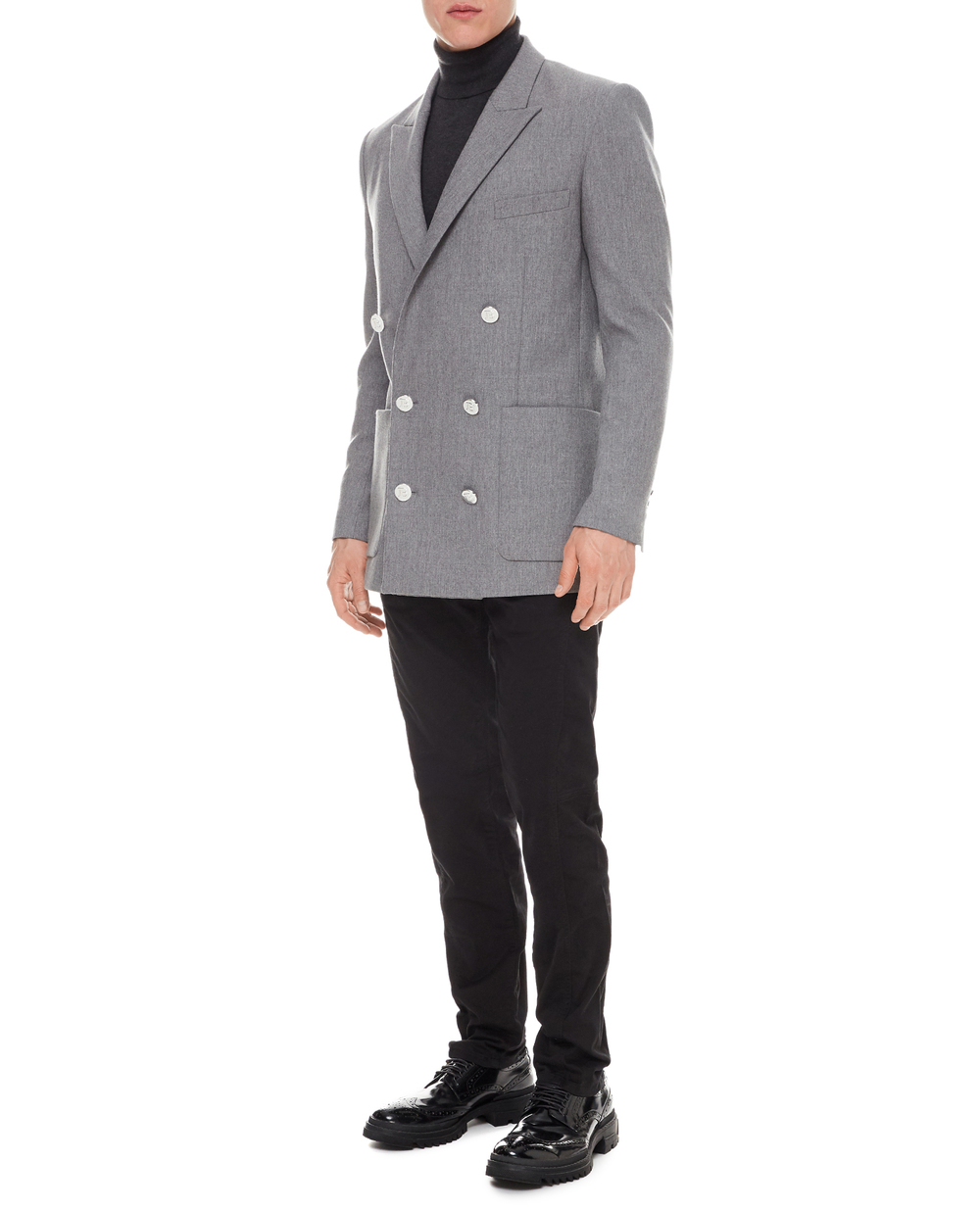 Шерстяной пиджак Balmain VH0SI000W118, серый цвет • Купить в интернет-магазине Kameron