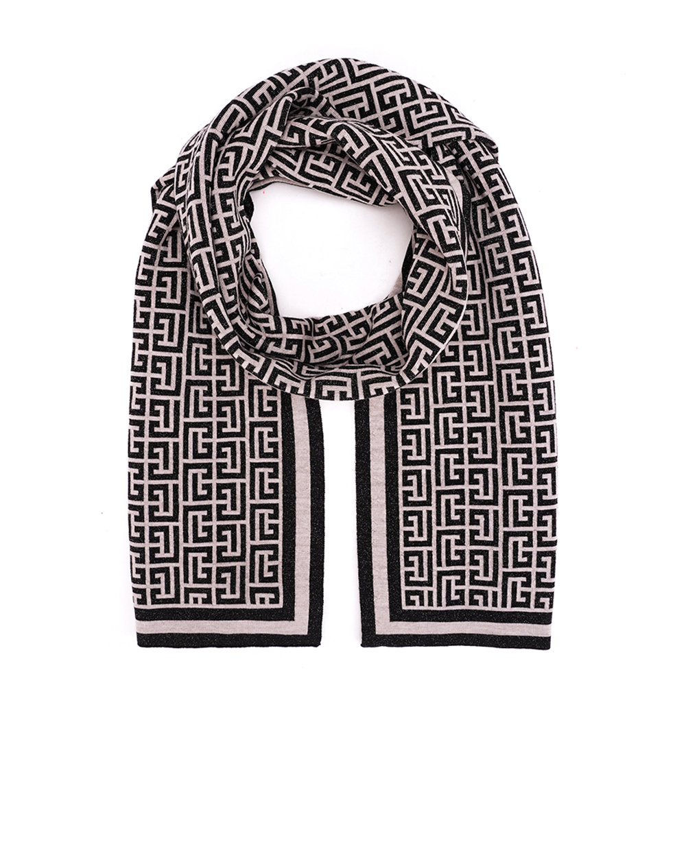 Шерстяной шарф Balmain BF1XG000KD33, черный цвет • Купить в интернет-магазине Kameron