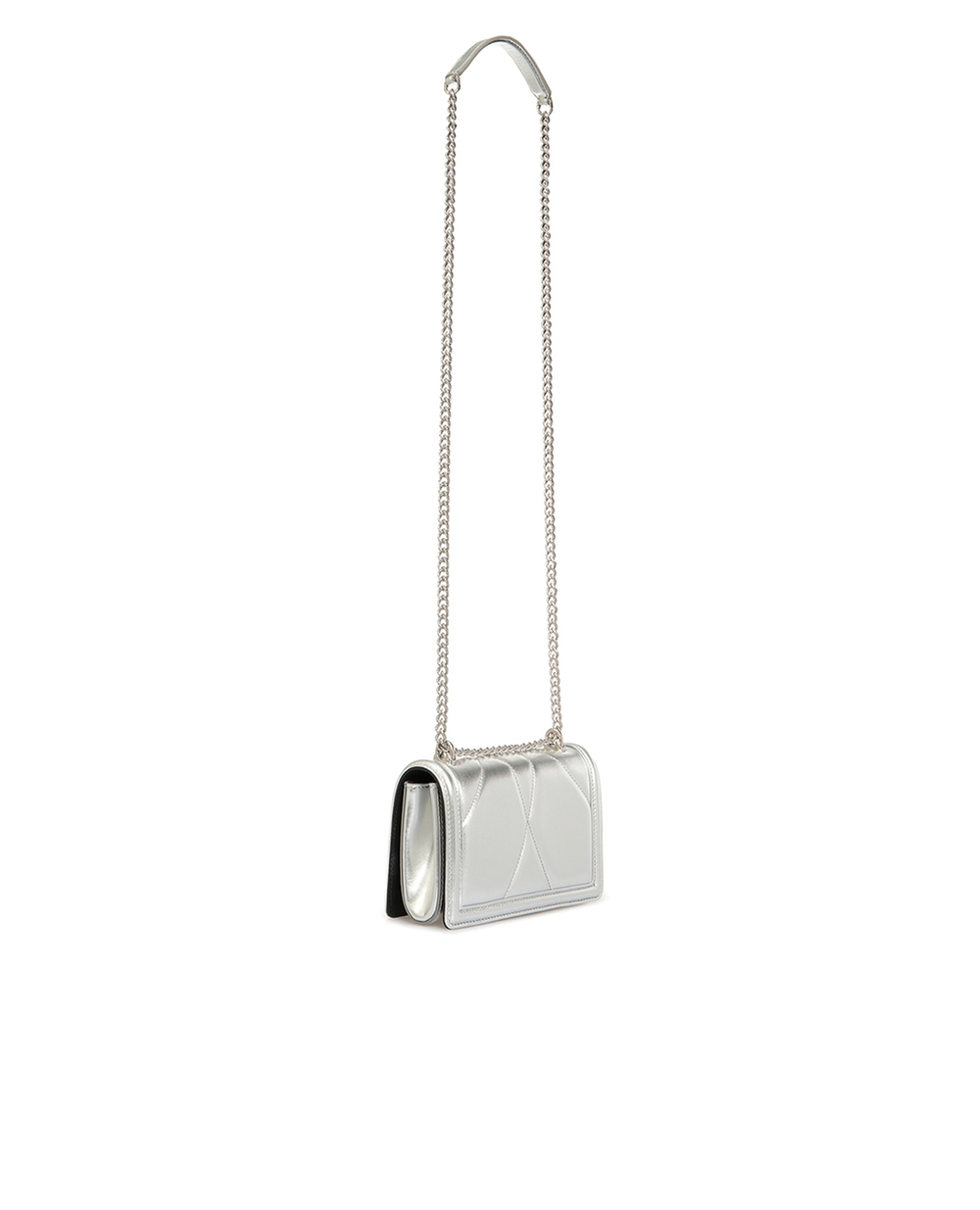 Кожаная сумка Devotion mini Dolce&Gabbana BB6880-AK772, серебряный цвет • Купить в интернет-магазине Kameron