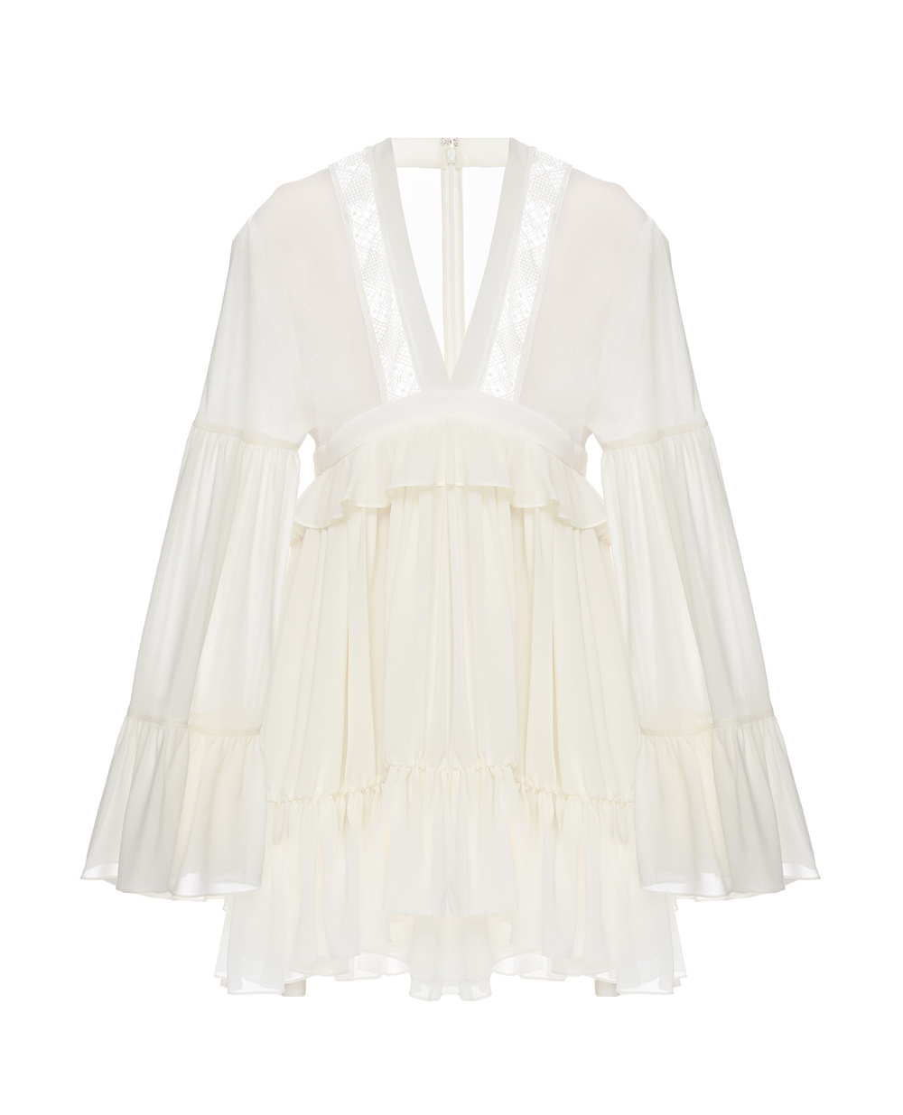 Шелковое платье Saint Laurent 644222-Y3C07, белый цвет • Купить в интернет-магазине Kameron