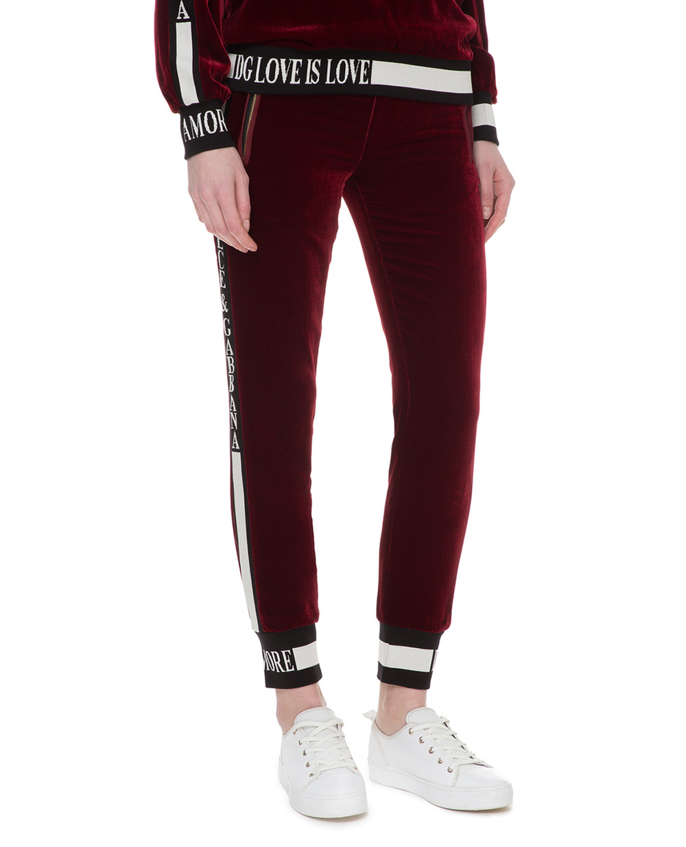 Бархатные брюки Dolce&Gabbana FTA1DT-G7VDM, бордовый цвет • Купить в интернет-магазине Kameron