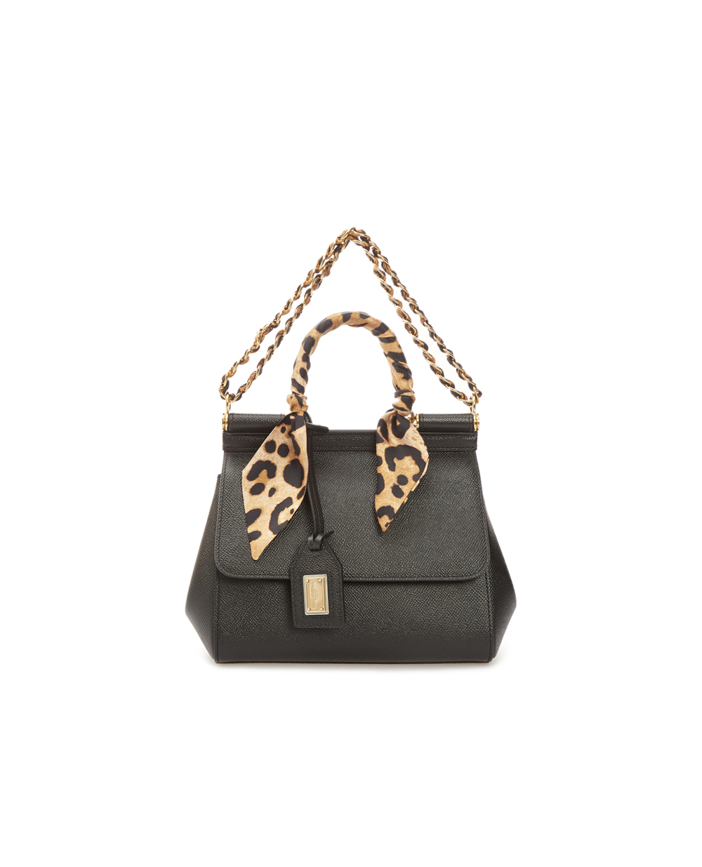 Кожаная сумка Sicily Dolce&Gabbana BB6003-AY153, черный цвет • Купить в интернет-магазине Kameron