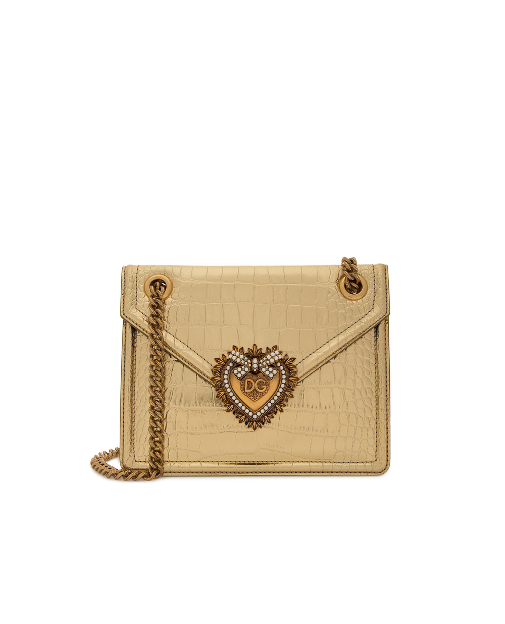 Кожаная сумка Medium Devotion Dolce&Gabbana BB6641-AJ244, золотой цвет • Купить в интернет-магазине Kameron