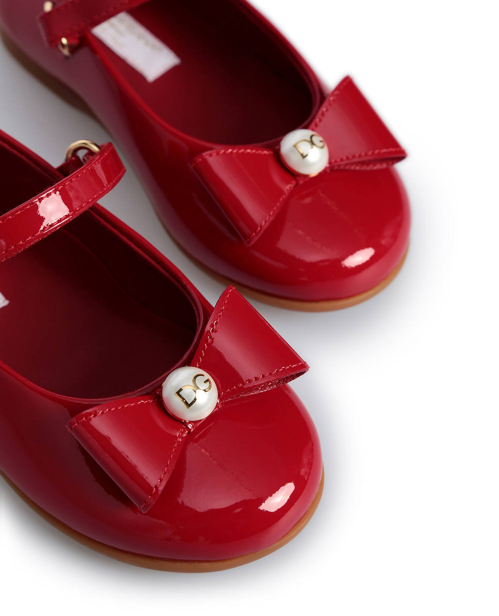 Детские кожаные балетки Dolce&Gabbana Kids D20068-A1328, красный цвет • Купить в интернет-магазине Kameron