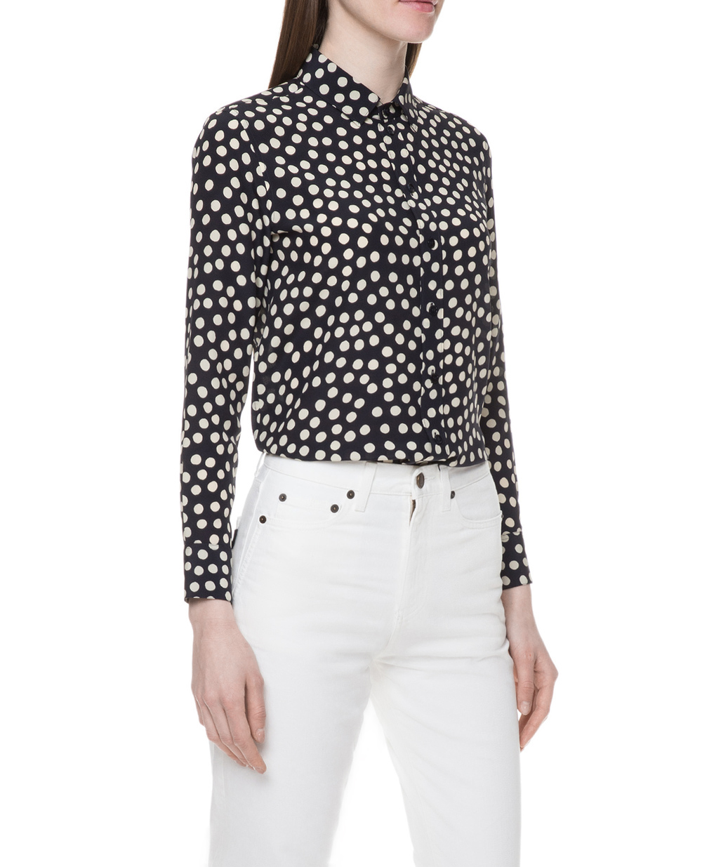 Шелковая блуза Saint Laurent 395733-Y304V, синий цвет • Купить в интернет-магазине Kameron