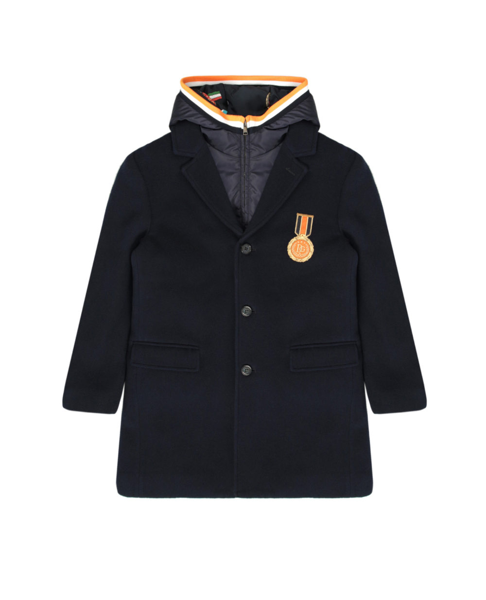 Детское шерстяное пальто Dolce&Gabbana Kids L41C90-G7XBV-S, темно-синий цвет • Купить в интернет-магазине Kameron