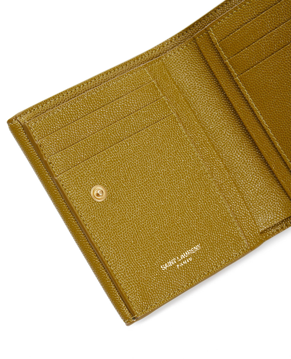 Кожаный кошелек Saint Laurent 582296-1GF0J, оливковый цвет • Купить в интернет-магазине Kameron