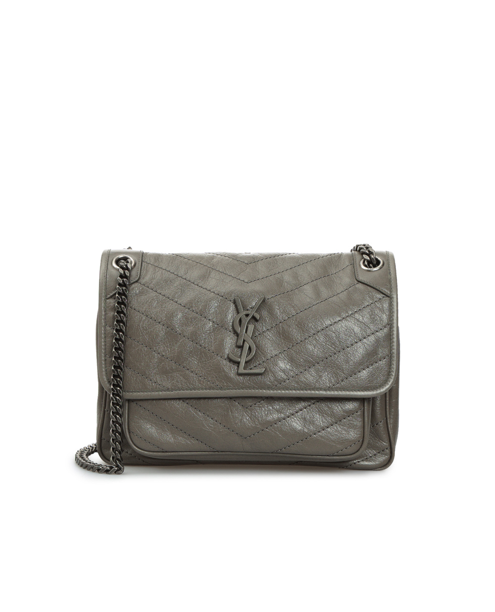 Шкіряна сумка Niki Medium Saint Laurent 633158-1YG04, сірий колір • Купити в інтернет-магазині Kameron