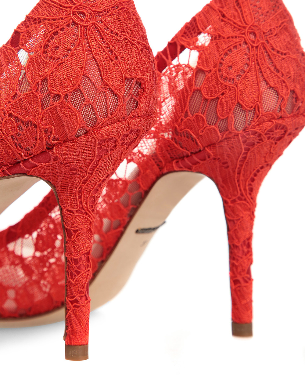 Кружевные лодочки Bellucci Dolce&Gabbana CD0101-AL198SS17, красный цвет • Купить в интернет-магазине Kameron