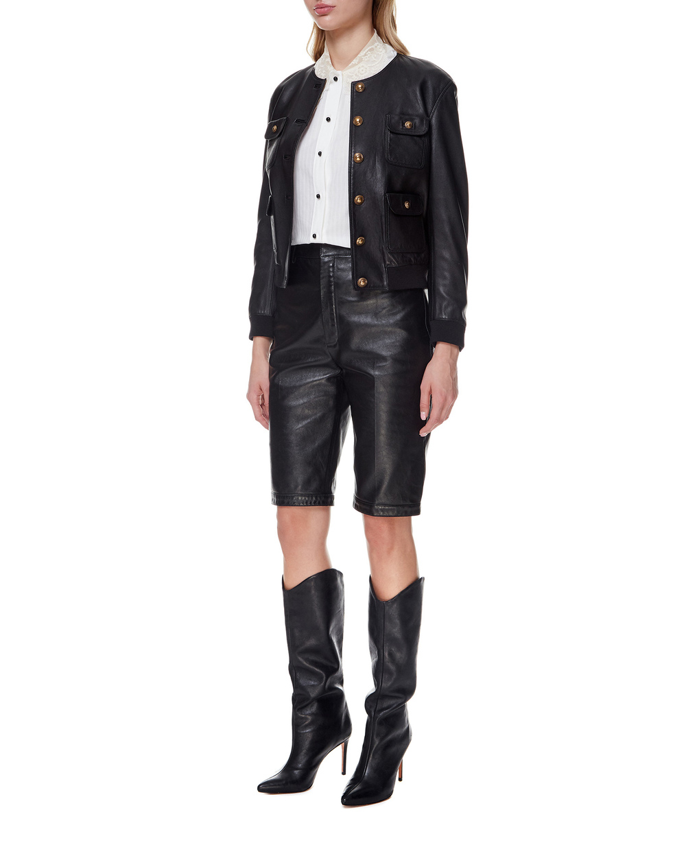Кожаная куртка Saint Laurent 659470-YC2OC, черный цвет • Купить в интернет-магазине Kameron