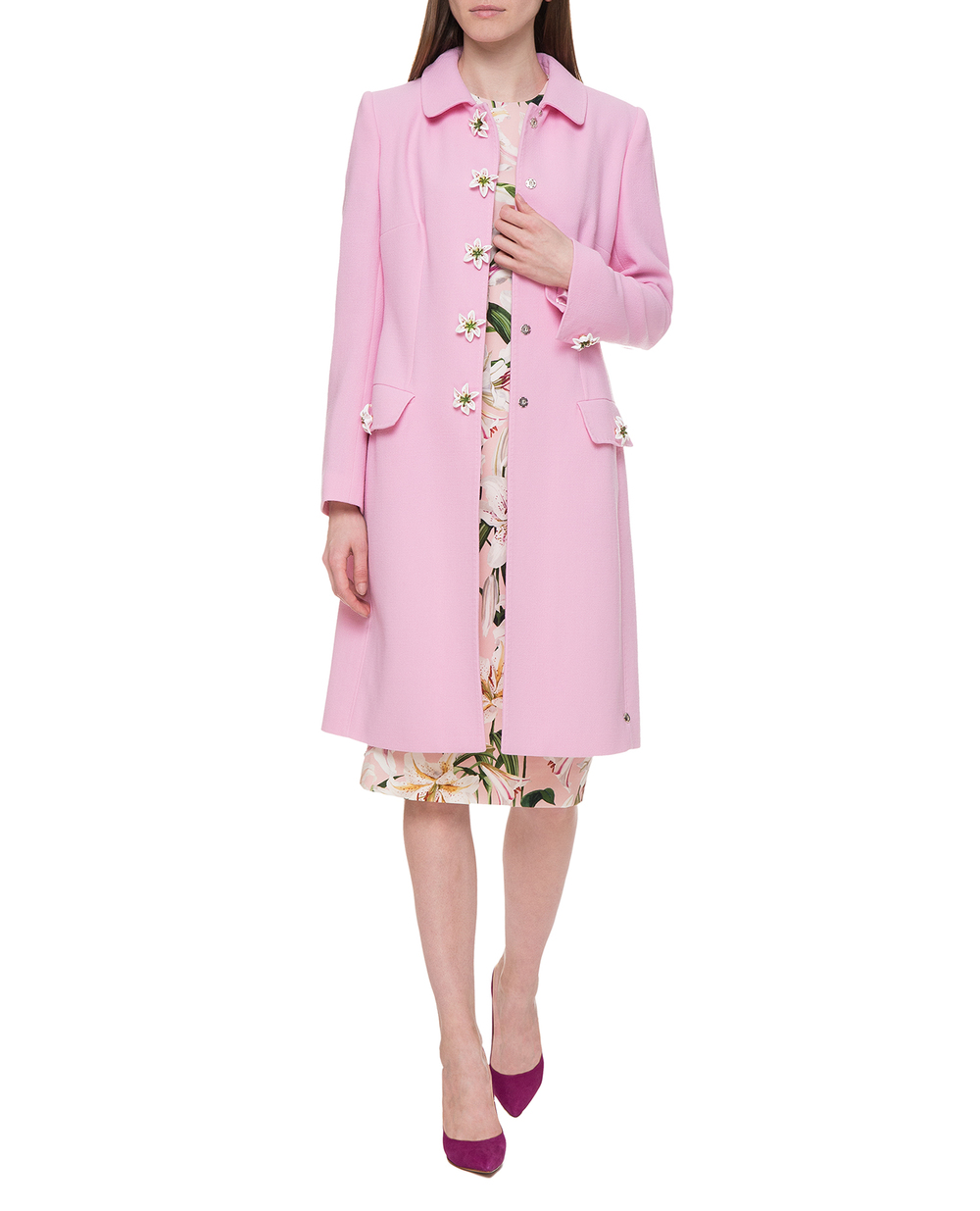 Шерстяное пальто Dolce&Gabbana F0U20Z-FU2TZ, розовый цвет • Купить в интернет-магазине Kameron