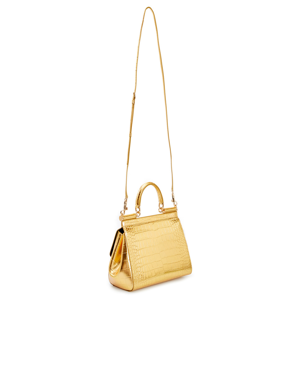 Кожаная сумка Sicily Dolce&Gabbana BB6003-AJ244, золотой цвет • Купить в интернет-магазине Kameron