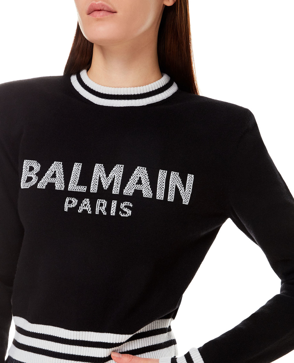 Шерстяной свитер Balmain XF1KA000KB01, черный цвет • Купить в интернет-магазине Kameron