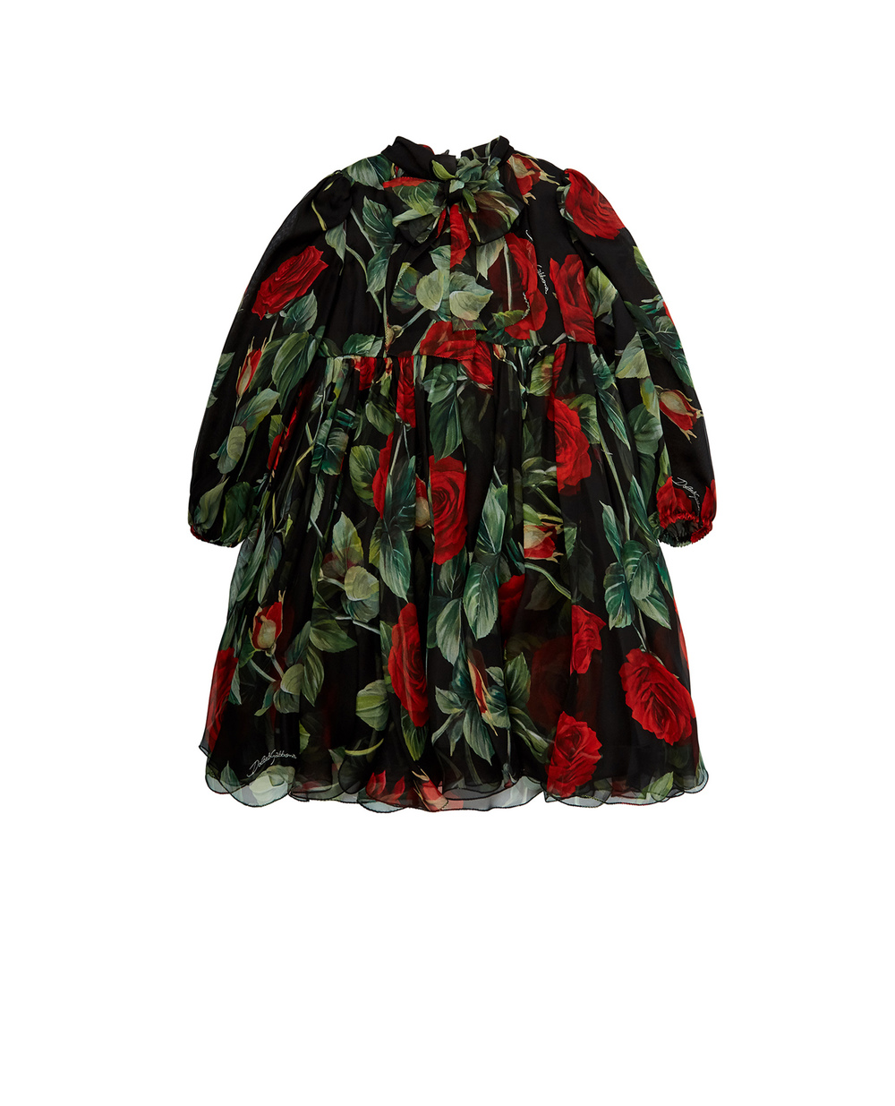 Шелковое платье Dolce&Gabbana Kids L22DX1-IS1JY, черный цвет • Купить в интернет-магазине Kameron