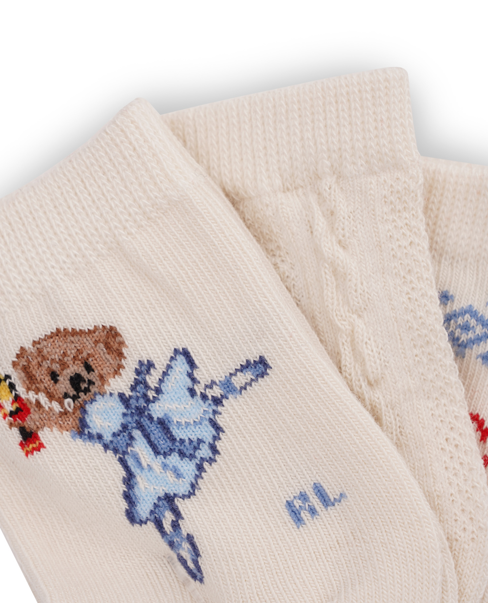Дитячі шкарпетки Polo Bear (3 пари) Polo Ralph Lauren Kids 445927585001, молочний колір • Купити в інтернет-магазині Kameron
