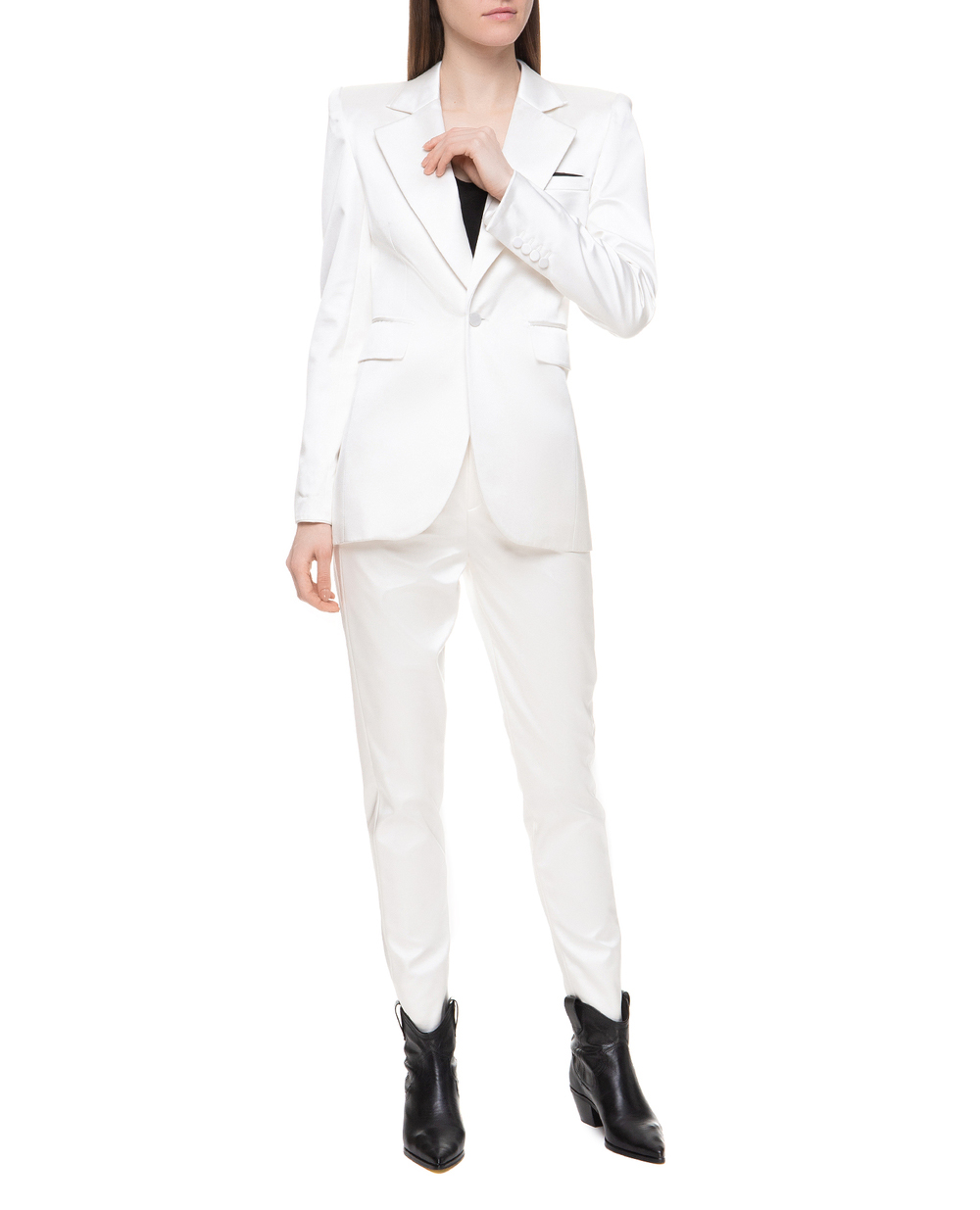 Шовкові штани Saint Laurent 593092-Y855V, білий колір • Купити в інтернет-магазині Kameron