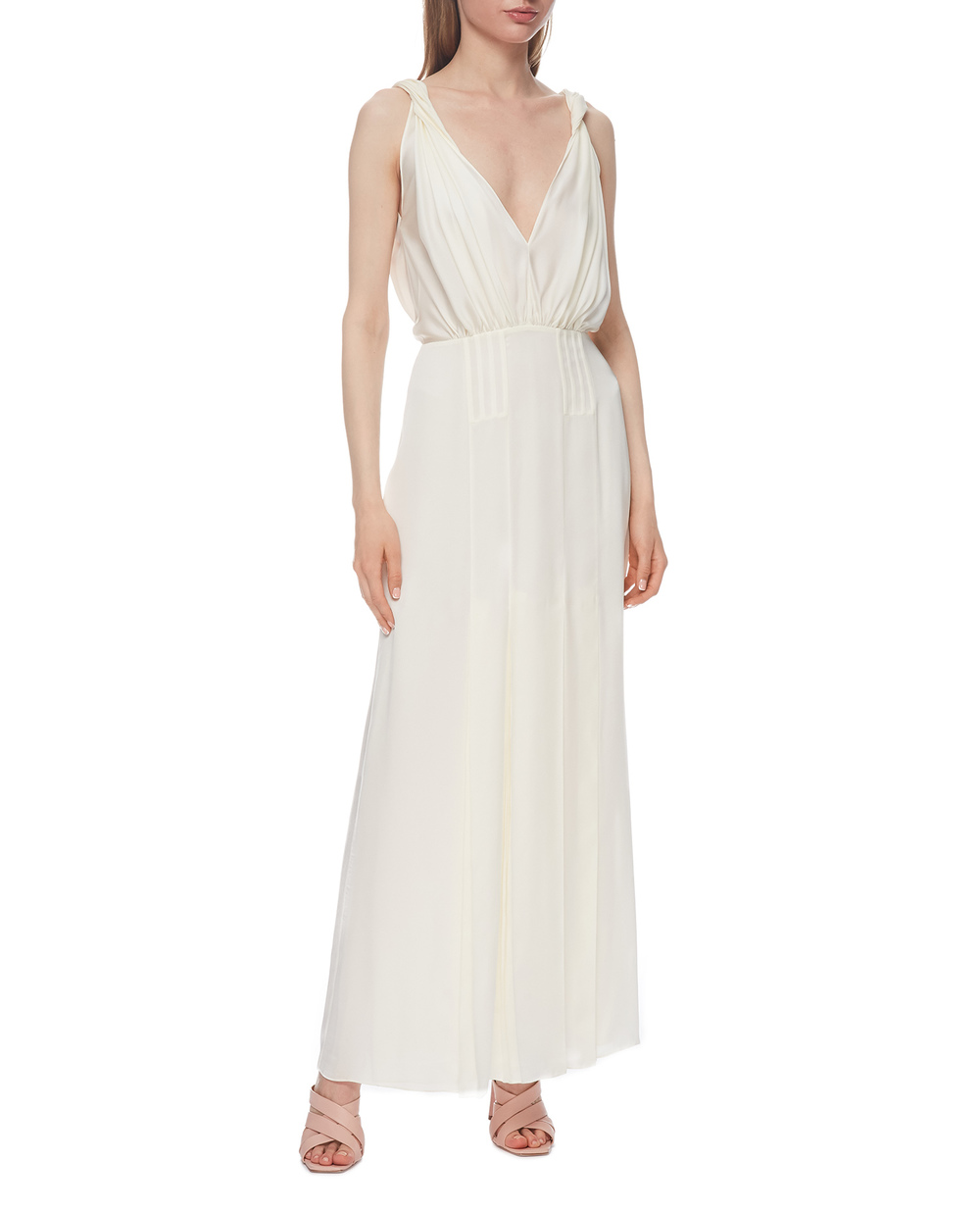 Шовкова сукня Saint Laurent 647932-Y7B20, білий колір • Купити в інтернет-магазині Kameron