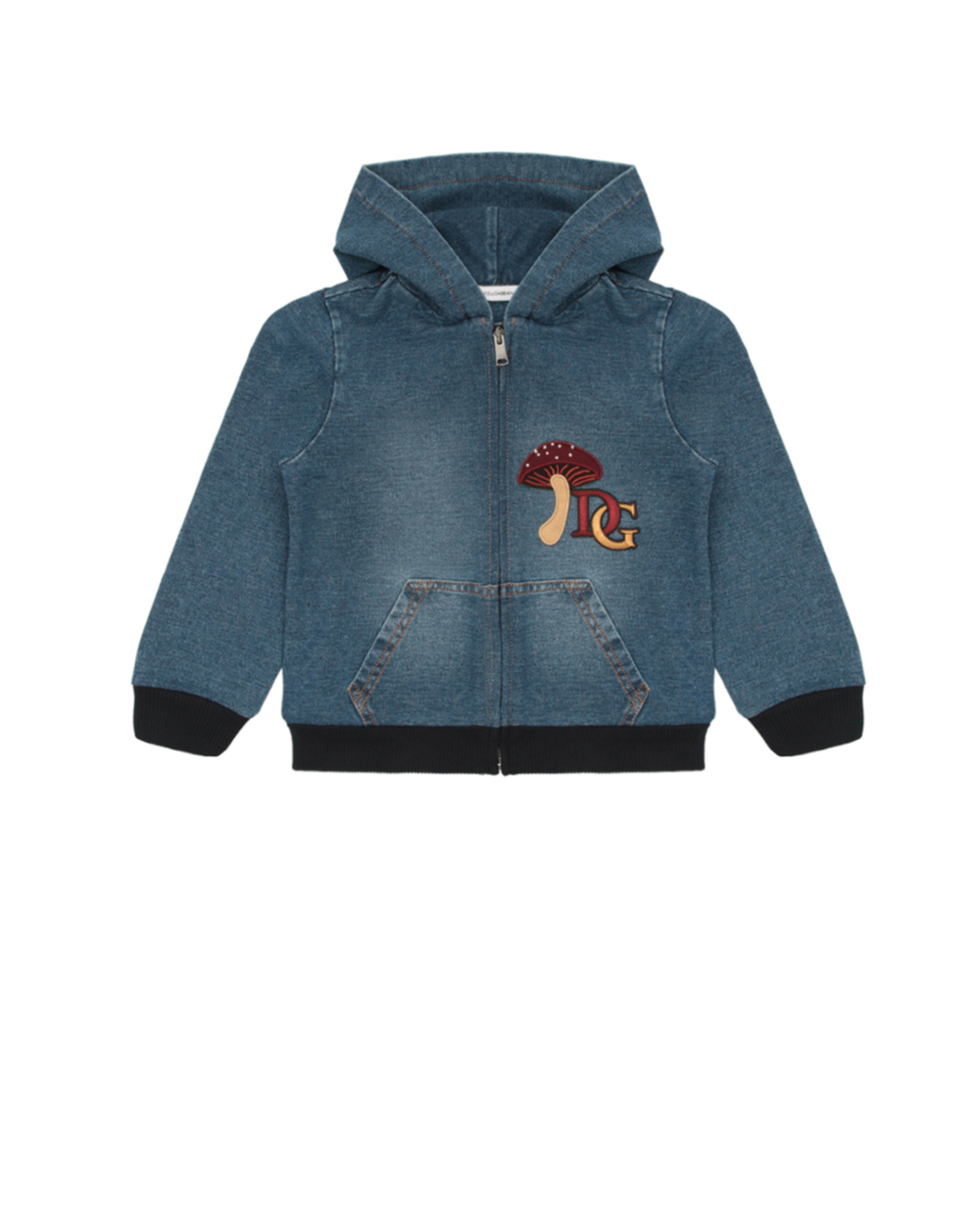 Детский джинсовое худи Dolce&Gabbana Kids L2JW3E-G7XNY, синий цвет • Купить в интернет-магазине Kameron