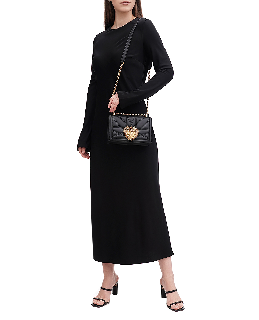 Кожаная сумка Devotion Medium Dolce&Gabbana BB7158-AW437, черный цвет • Купить в интернет-магазине Kameron