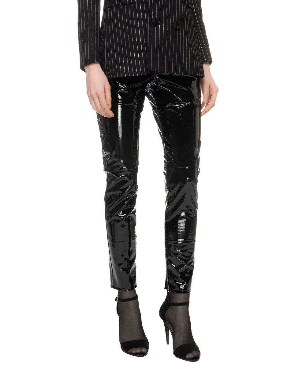 Кожаные лакированные брюки Saint Laurent 592841-YC2TG, черный цвет • Купить в интернет-магазине Kameron