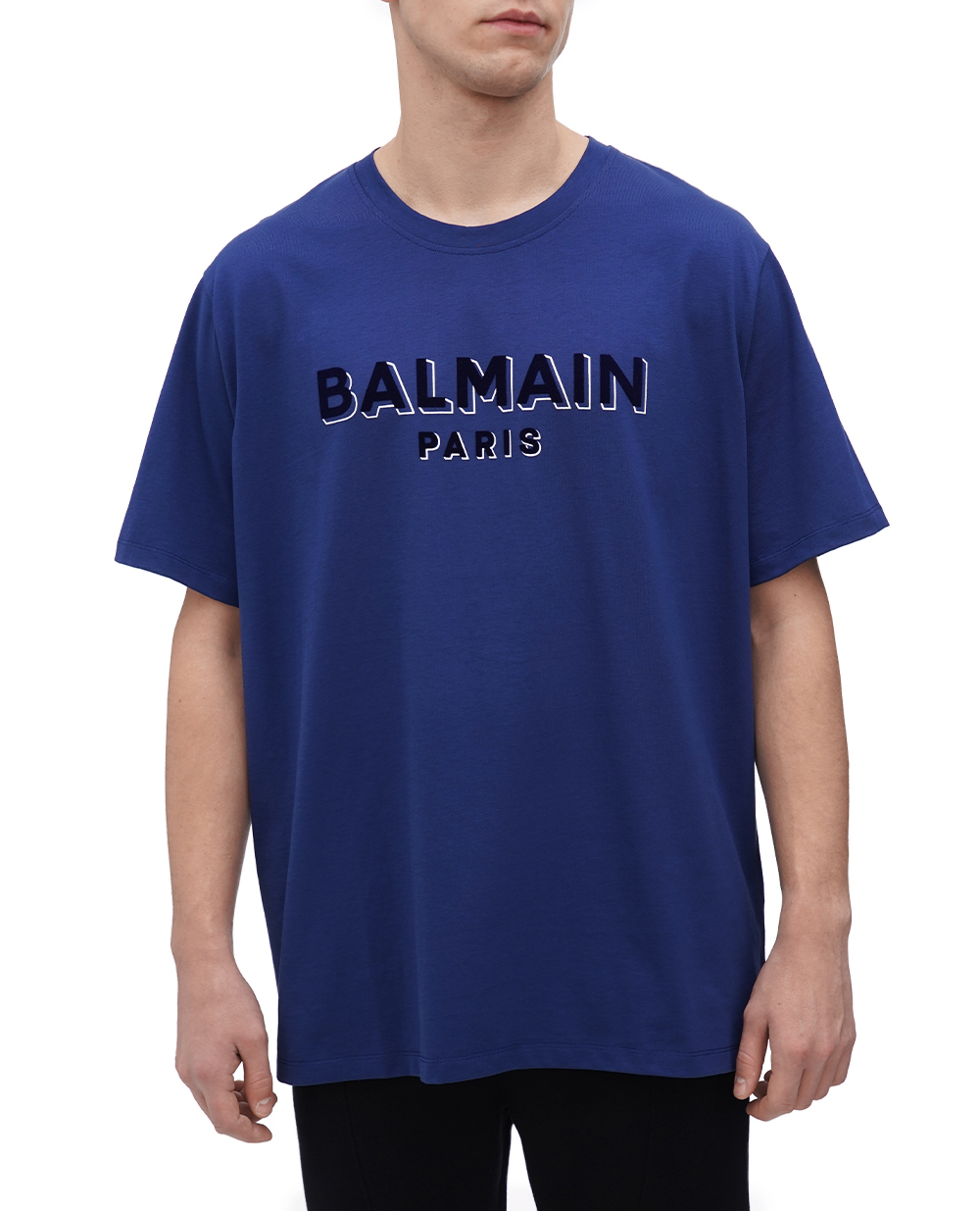 Футболка Balmain CH1EG010BB99, синій колір • Купити в інтернет-магазині Kameron