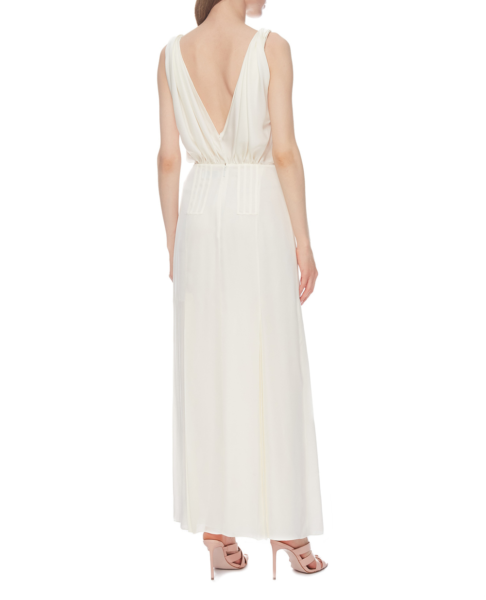 Шелковое платье Saint Laurent 647932-Y7B20, белый цвет • Купить в интернет-магазине Kameron