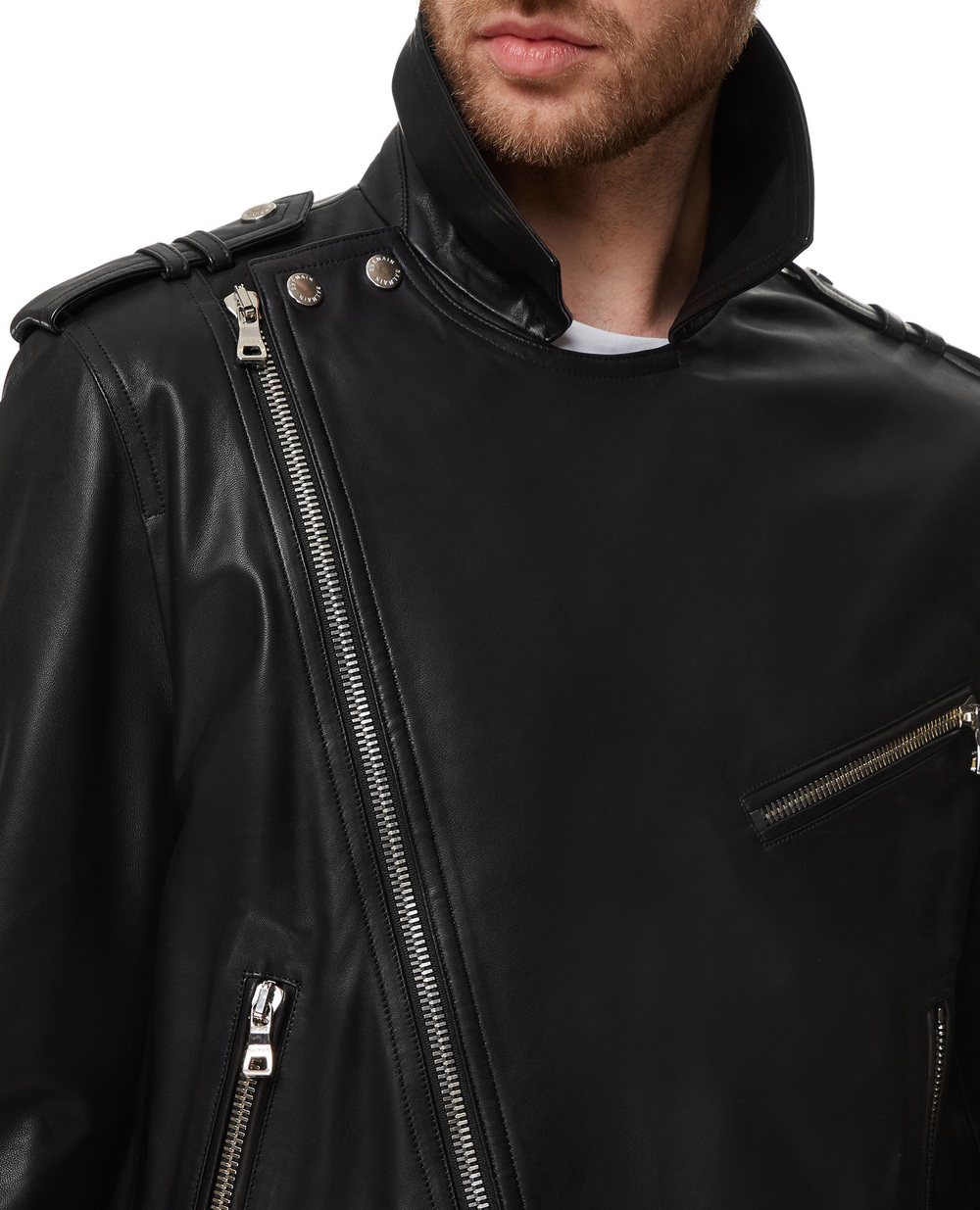 Шкіряна куртка Balmain VH1TD055L110, чорний колір • Купити в інтернет-магазині Kameron