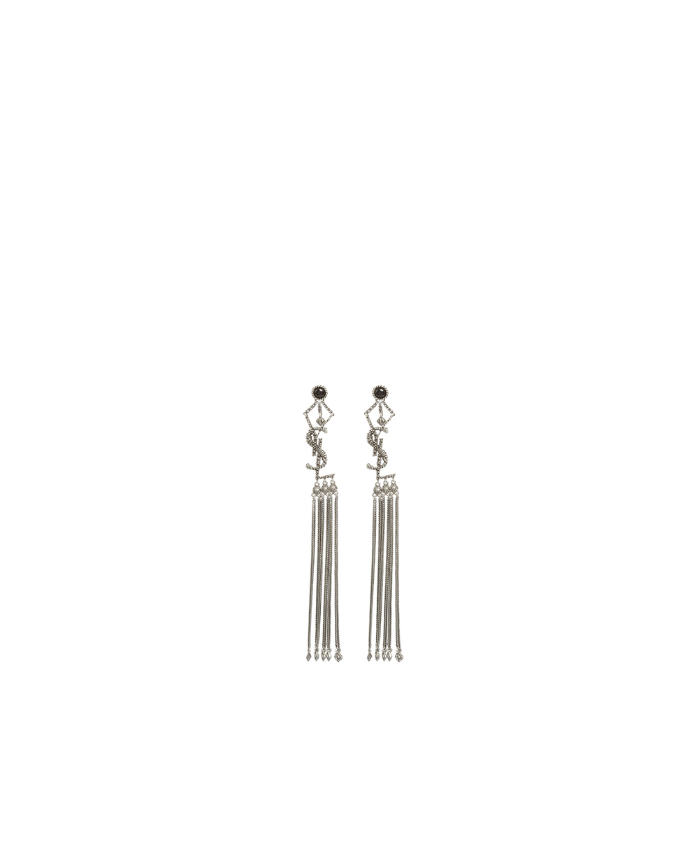 Серьги Monogram Textured Tassel Saint Laurent 601654-Y1526, серебряный цвет • Купить в интернет-магазине Kameron