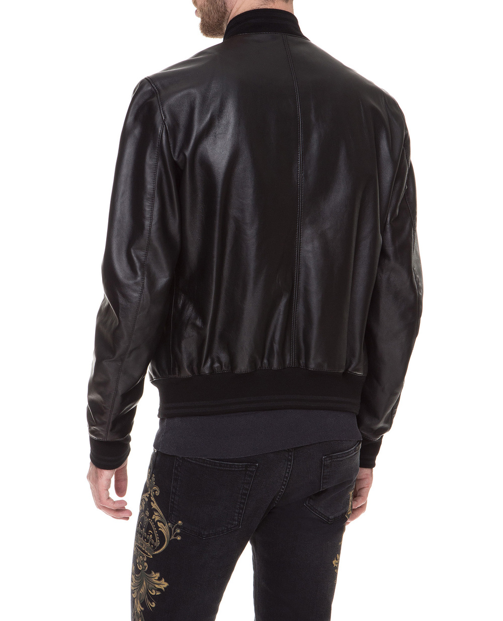 Кожаный бомбер Dolce&Gabbana G9PB9L-FUL89, черный цвет • Купить в интернет-магазине Kameron