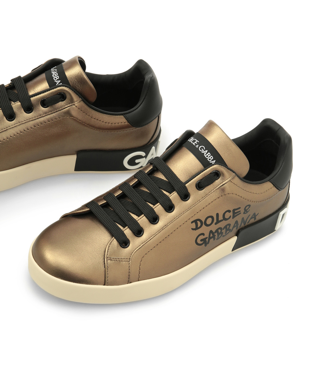 Шкіряні снікери Dolce&Gabbana CS1772-AW151, золотий колір • Купити в інтернет-магазині Kameron