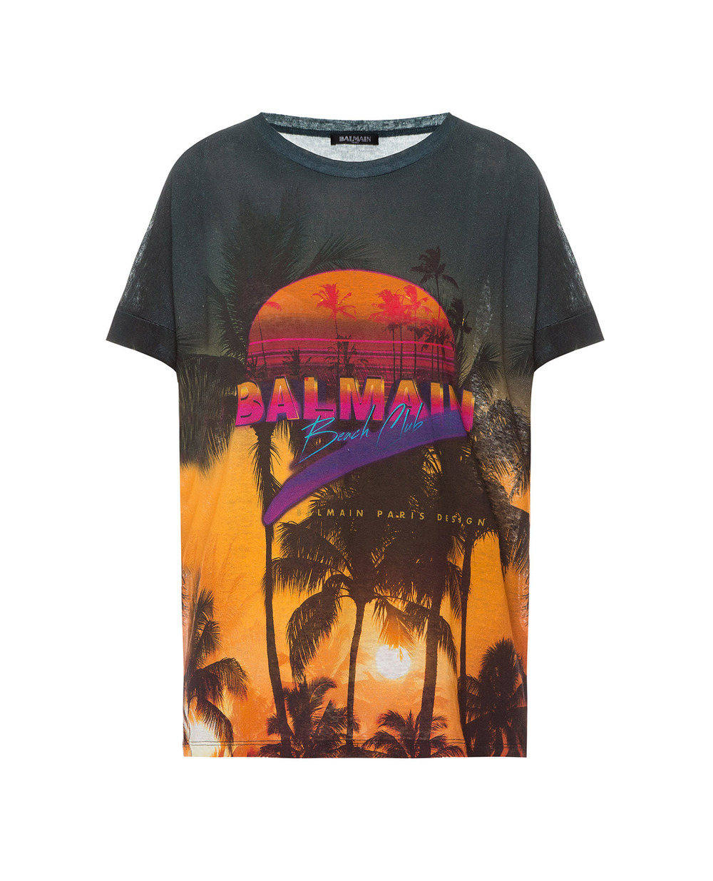 Лляна футболка Balmain RF11126I071, чорний колір • Купити в інтернет-магазині Kameron