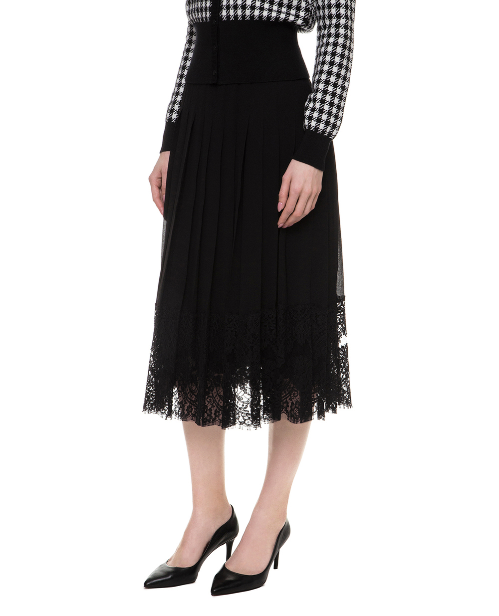 Шелковая юбка-плиссе Dolce&Gabbana F4BFTT-FU1AR, черный цвет • Купить в интернет-магазине Kameron