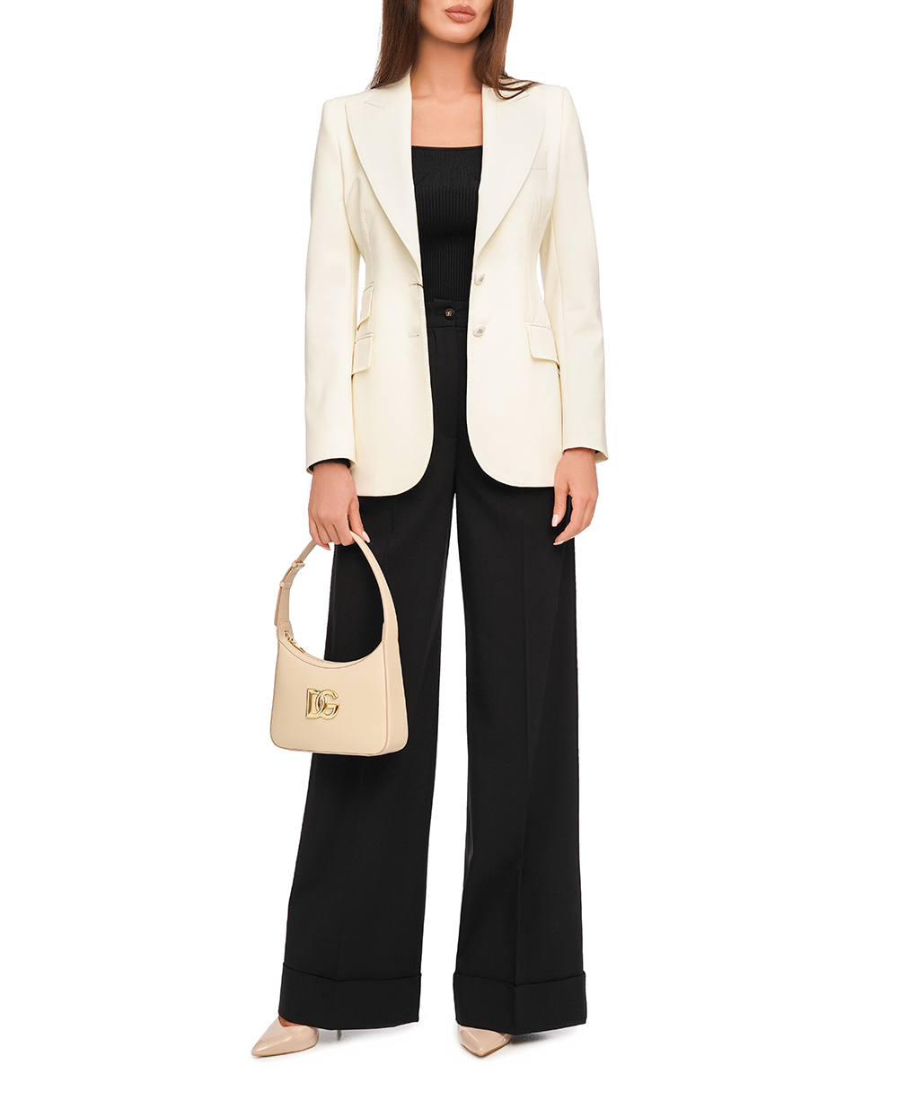 Кожаная сумка 3.5 Shoulder Dolce&Gabbana BB7598-AW576, бежевый цвет • Купить в интернет-магазине Kameron