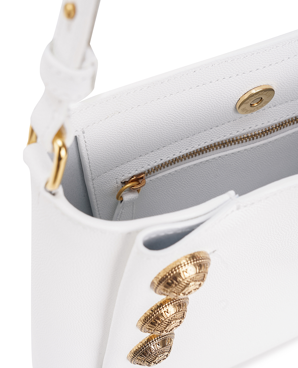 Кожаная сумка Embleme Balmain CN0BS874LGSR, белый цвет • Купить в интернет-магазине Kameron