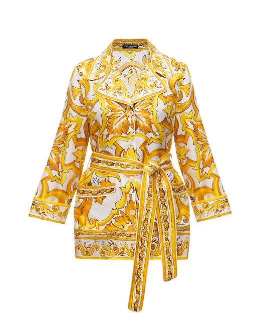 Dolce&Gabbana Шелковая блуза с поясом - Артикул: F5Q03T-HI1TK