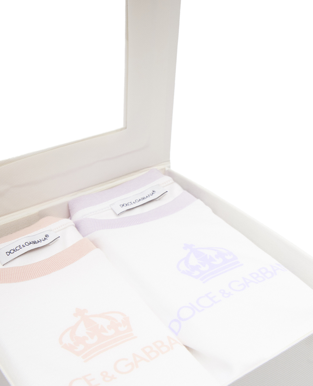 Детский подарочный набор (два ромпера) Dolce&Gabbana Kids L1JO2N-G7YKF, белый цвет • Купить в интернет-магазине Kameron