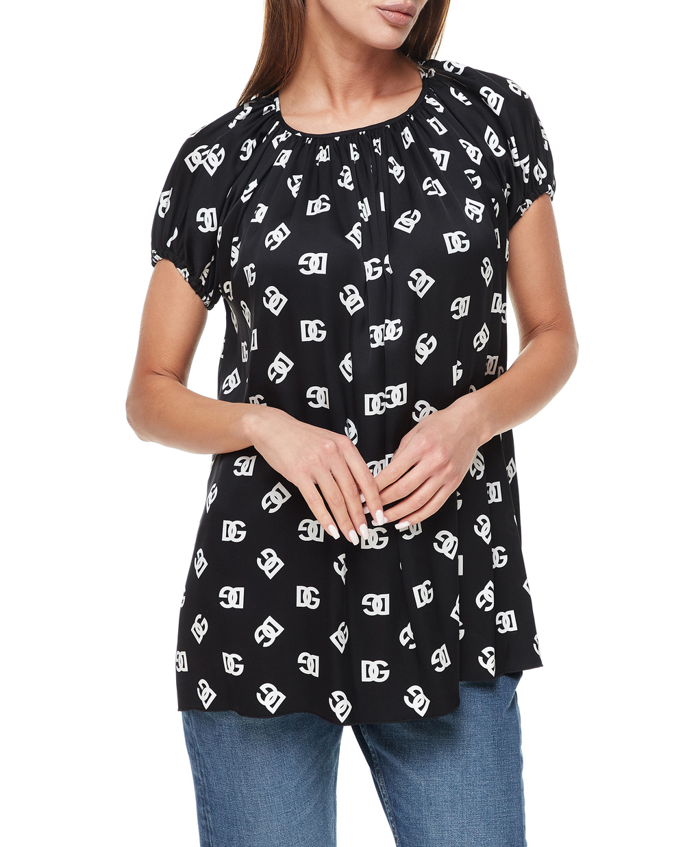 Шелковая блуза Dolce&Gabbana F761ST-FSA4I, черный цвет • Купить в интернет-магазине Kameron