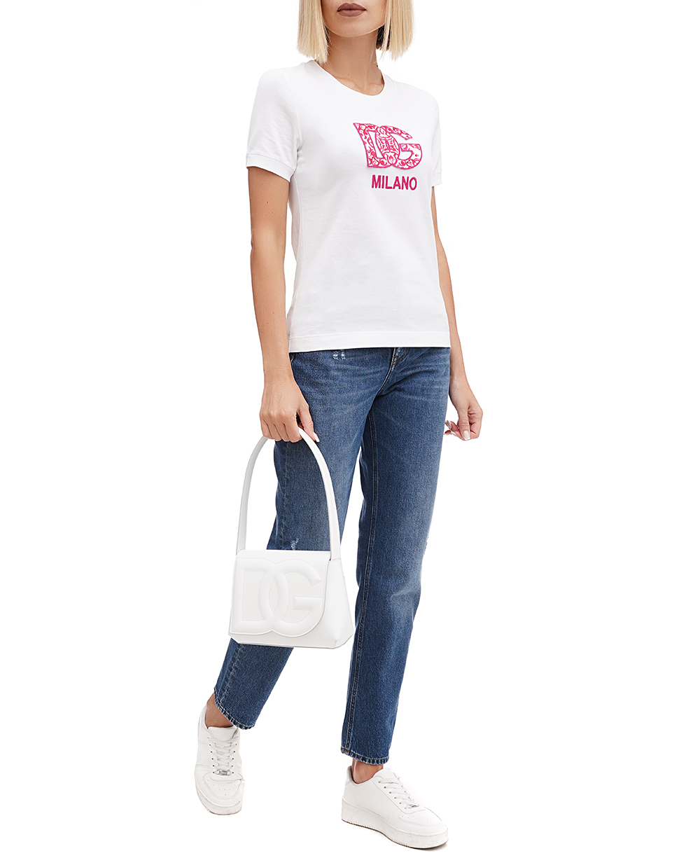 Кожаная сумка DG Logo Dolce&Gabbana BB7516-AW576, белый цвет • Купить в интернет-магазине Kameron