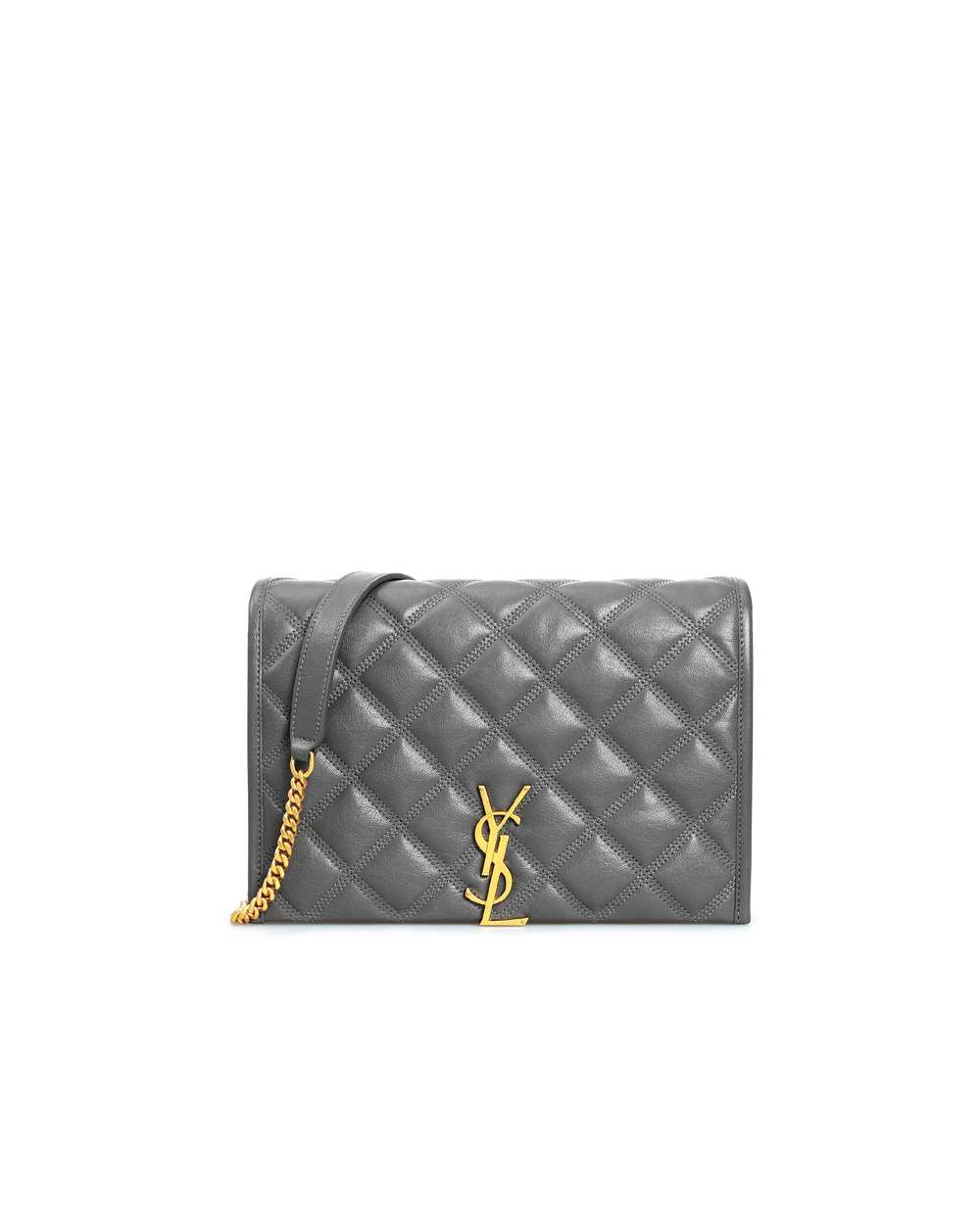 Кожаная сумка Becky Saint Laurent 650769-1D319-, серый цвет • Купить в интернет-магазине Kameron
