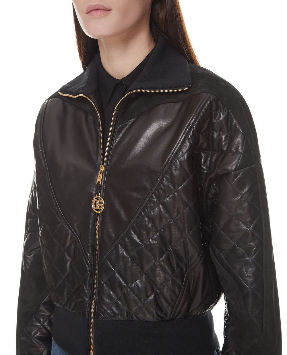 Кожаная куртка Dolce&Gabbana F9I90L-HULMY, черный цвет • Купить в интернет-магазине Kameron