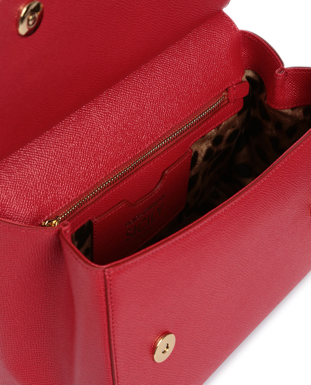 Кожаная сумка Sicily Large Dolce&Gabbana BB6002-A1001, красный цвет • Купить в интернет-магазине Kameron