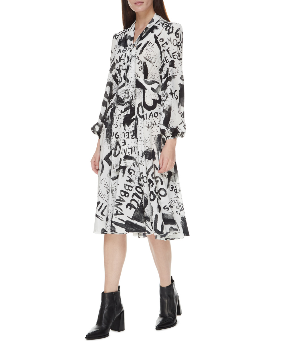 Шелковое платье Dolce&Gabbana F6R3AT-IS1JA, белый цвет • Купить в интернет-магазине Kameron