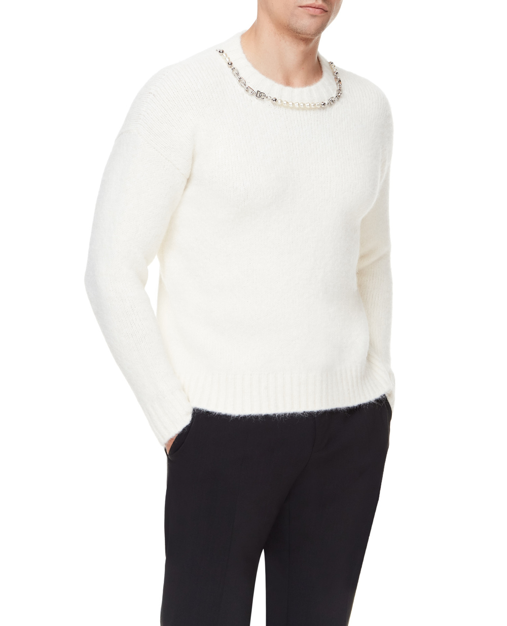 Шерстяной свитер Dolce&Gabbana GXG48Z-JCMG0, белый цвет • Купить в интернет-магазине Kameron