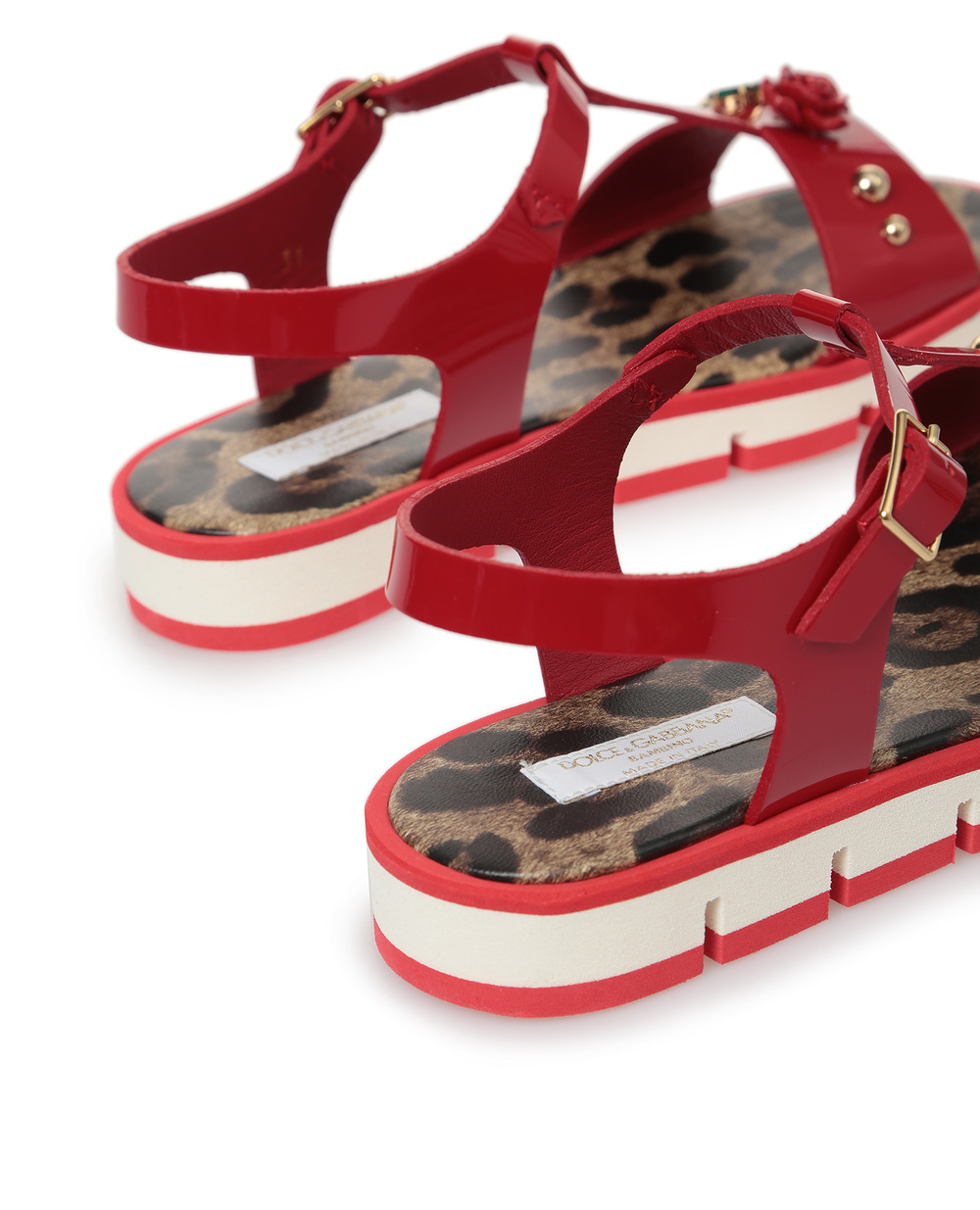 Дитячі шкіряні босоніжки Dolce&Gabbana Kids D10688-AE960-L, красный колір • Купити в інтернет-магазині Kameron