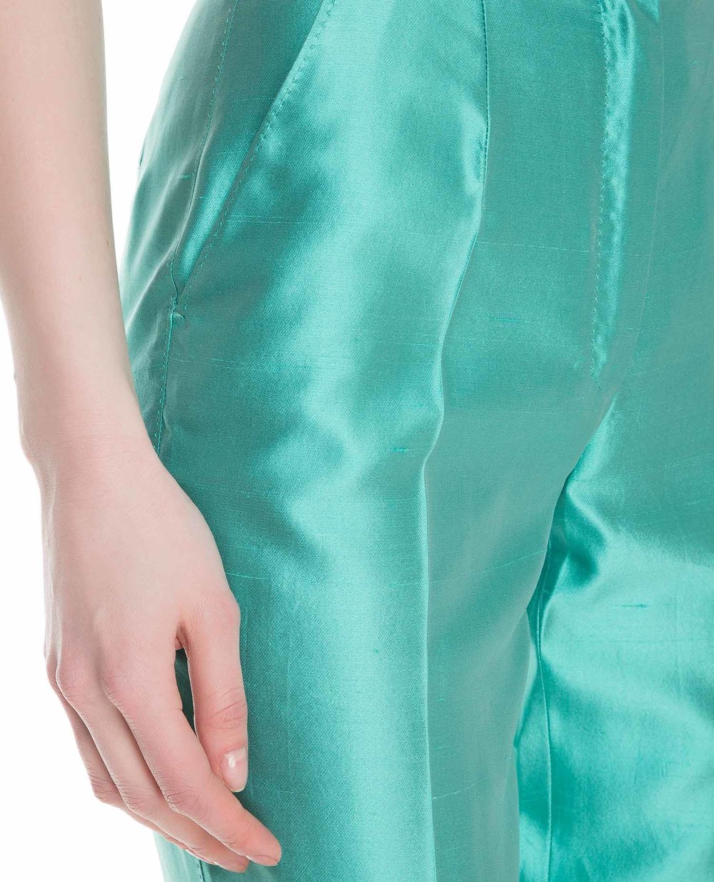 Шелковые брюки Dolce&Gabbana FTAM2T-FU1L5, бирюзовый цвет • Купить в интернет-магазине Kameron