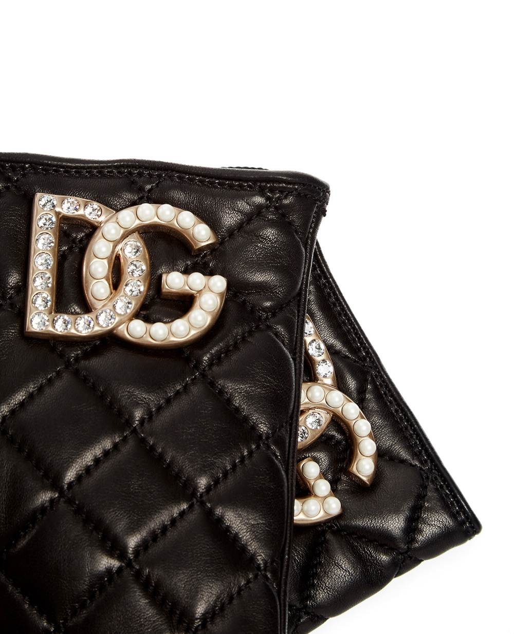 Шкіряні рукавички Dolce&Gabbana BF0170-AQ220, чорний колір • Купити в інтернет-магазині Kameron